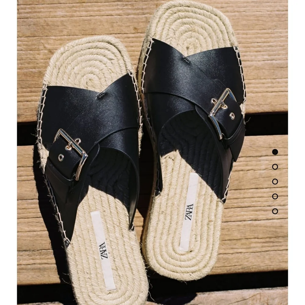 NWT Zara Jute Wedge Sandals - Picture 2 of 6